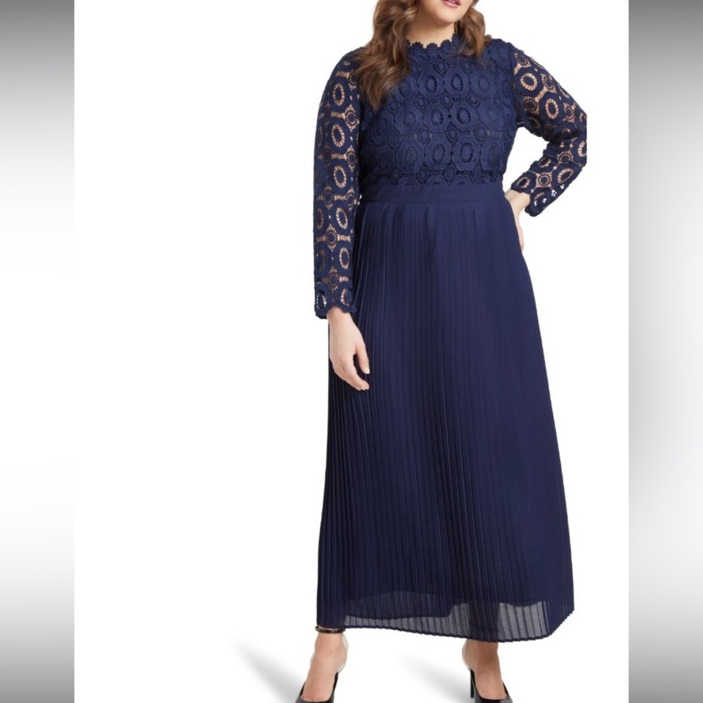 NWT Eloquii Formal Maxi Evening Dress Navy Mother of the Bride Size 22